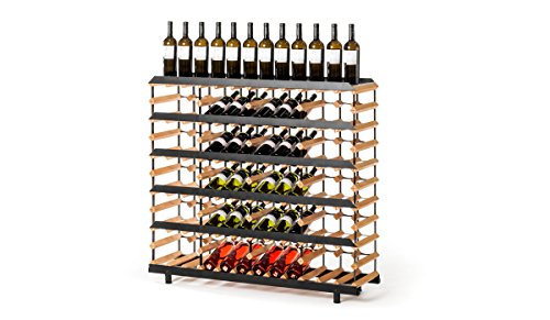 RAXI™ Präsentation Premium Weinregal aus Buchenholz mit luxuriösem Design, ideale zum Präsentieren Ihrer Weinsamlung / Vinothek - 60x Flaschen Cover