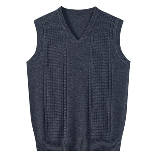 Mens Knit Vests Slim Fit Sleeveless Sweaters Lightweight V Neck Pullover Knitwear Vest Casual Plain Knitted Tanks