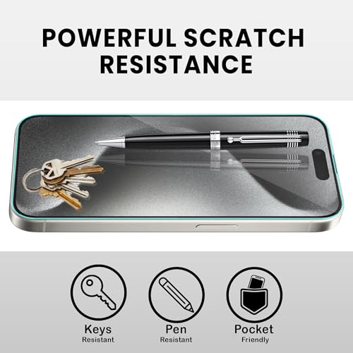 Image of ArmourPro Military-Grade Borderless Tempered Glass for iPhone 15 Pro (6.1 Inches) with Edge to Edge Protector Coverage, Cable Protector and Easy Installation Kit | Anti Dust Mesh Filter