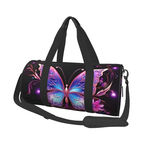 Travel Duffle Bag Weekender Bags for Men Women with Shoe Compartment Large Capacity Weekender Overnight Bag Purple Butterfly Carry On Tote Bags Sport Gym Bag for Travel Yoga, Black, One Size