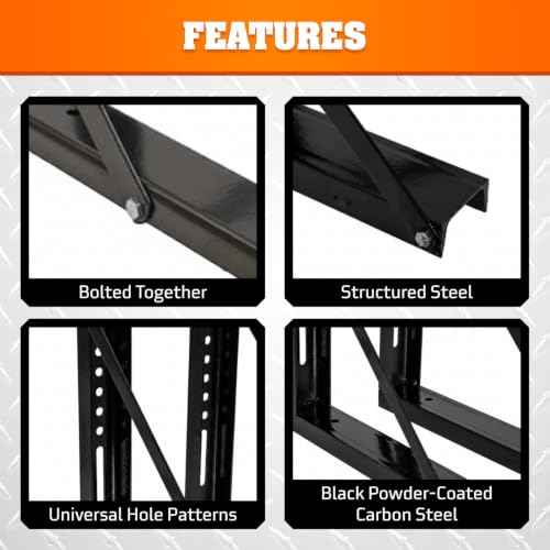 Image of Buyers Products 1701010B Heavy Duty Bolted Black Structural Steel Mounting Brackets for Underbody Truck Tool Box, Set of 2, 18 inch x 24 inch, Corrosion Resistant, Universal Hole Pattern For Quick Mounting