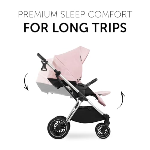 Image of Hauck Pushchair Travel System with Carrycot, Reversible Seat, Rose | Lightweight 10.2 kg aluminium frame, lie-flat recline, UV canopy, from birth up to 22 kg, panorama windows