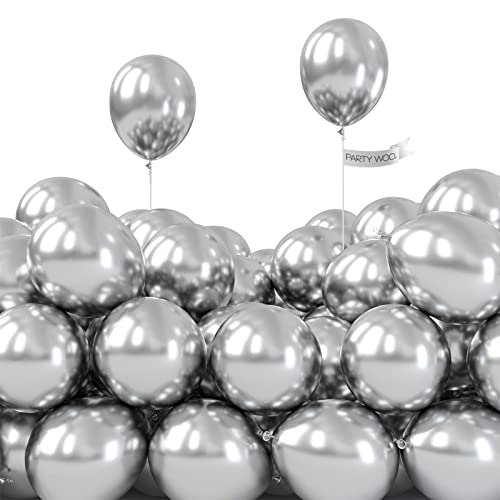 PartyWoo 100 pcs 5 Inch Silver Metallic Balloons and Black Balloons 140 pcs 18 12 10 5 Inch - image 8