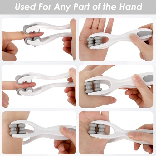 Image of HANNEA Finger Massager Roller Acupressure Hand Tool Pain Relief Grey | Gentle Pressure Massage, Helps Ease Daily Hand Tension, Handheld Build, Dual Row Design, Compact Carry Size, Easy Manual Use