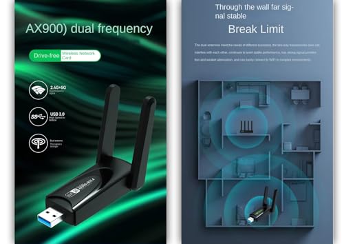 Image of Dual Band 900mbps WiFi USB Adapter with Bluetooth 5.4 | 2.4GHz & 5GHz Wireless Dongle | Driver-Free | Supports Windows 10 /11 | High-Speed USB WiFi Receiver for PC & Laptop