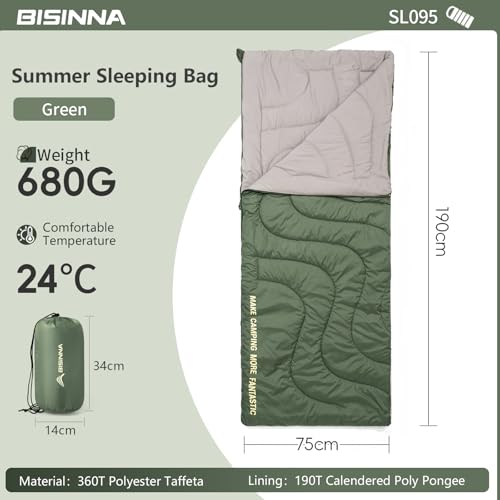 BISINNA bolsa de dormir para clima cálido, ligera y portátil miniatura 2