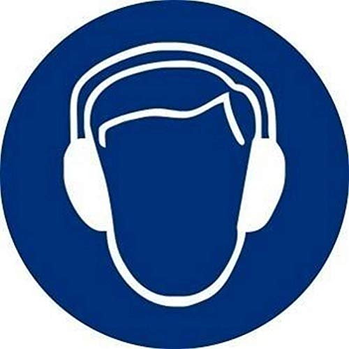 Normaluz Rd28615 - Señal Adhesiva 10 Unidades Uso Obligatorio De Proteccion Acustica Adhesivo De Vinilo 9 Cm Diametro Con Cte, Ripci
