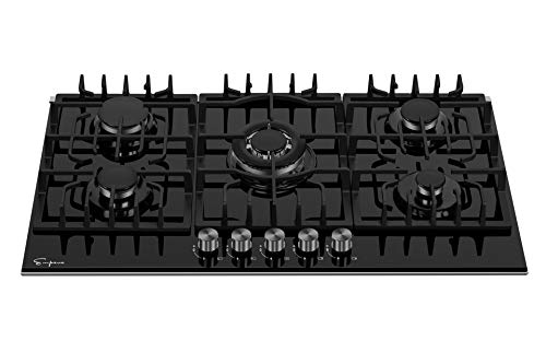 Empava 30 Inch Gas Cooktop Lpg/Ng Convertible With 5 Italy Sabaf Burners Tempered Glass In Black #TOP2