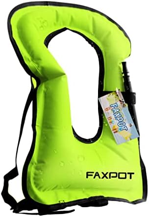 Faxpot Snorkel Vest, Adults Portable Kayaking Buoyancy Inflatable Swim Vest Jackets, Diving Surfing Adjustable Snorkeling Vest Swimming Jacket for Outdoor Water Sports Fun Safety (Green)