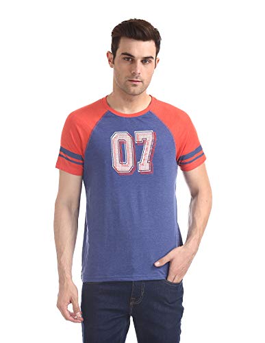Image of Colt Men's Printed Regular fit T-Shirt (280078565 Blue-Mel XS HS x-Small)