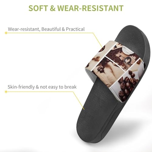 Collage of Coffee and Products Beans Non Slip Slides Sandals for Women Men Quick Drying Shower Shoes for Bathroom Pool Beach3