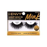 i•ENVY Luxury Mink Collection 100% Real Mink (1 Pack, 6 i•ENVY False Lashes Luxury Mink Collection Eyelashes 100% Real Mink Glamorous Eye Look Lashes Maximum Fluffiness 3D Multi-Curl Angle)