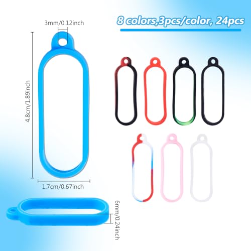 DICOSMETIC 24Pcs 8 Colors Anti-Lost Silicone Ring Holder Multipurpose Adjustable Cases Necklace Lanyard Replacement Pendant Carrying Kit Pen Anti-Lost Rubber Rings for Device Office or Daily Sport - Image 2