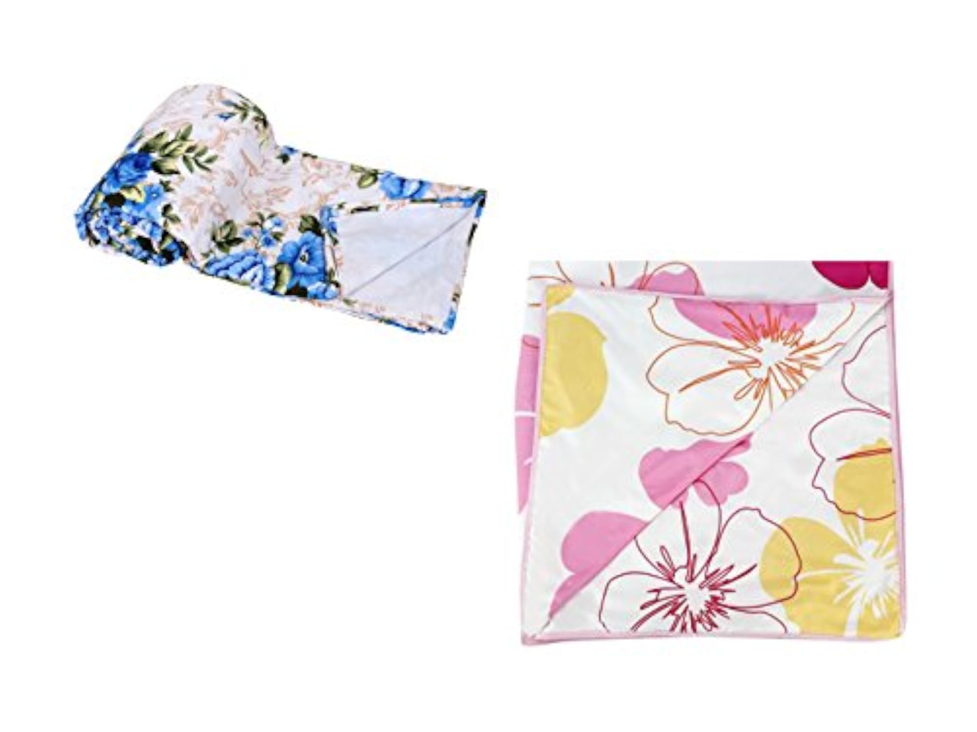 Welfic Blue & Pink Flower Prints Reversible Single Bed AC Blanket Set