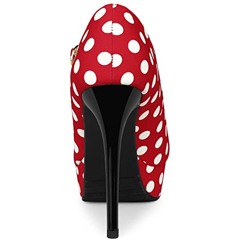 Allegra K Women's Platform Mary Jane Polka Dots Round Toe Stiletto High Heel Pumps4
