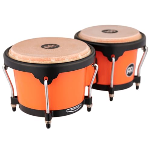 Image of Bongo Drum Set with Durable Synthetic All-weather Shells, Journey Series - NOT MADE IN CHINA - Natural Buffalo Skin Heads, 2-YEAR WARRANTY