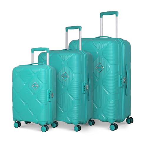 American Tourister Instavibe 3Pc Set Trolley Bag for Travel Polypropelene Suitcase with Mounted TSA Lock,Double Wheels,Flexi Packing Straps,and Side H