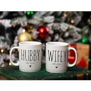 EST 2025 Hubby Wifey Mugs Set Wedding Gift for Couples, EST 2025 Announcement to be Newlywed Mug, Promoted to Be Hubby Wifey Wedding Gift, Bridal Shower Couples Valentine Gift EST 2025 Hubby Wifey Mugs Set Wedding Gift for Couples EST 2025 Announcement to be Newlywed Mug Promoted to Be Hubby Wifey Wedding Gift Bridal Shower Couples Valentine Gift