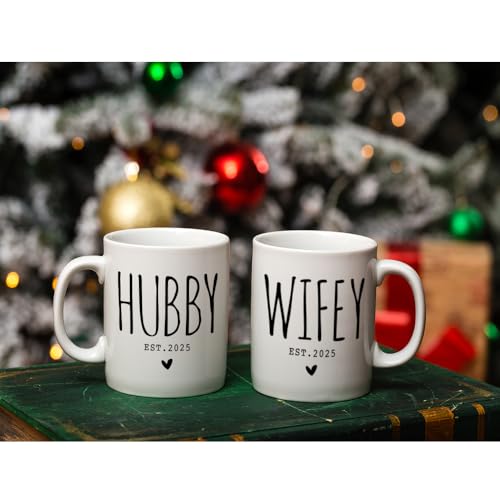 EST-2025-Hubby-Wifey-Mugs-Set-Wedding-Gift-for-Couples-EST-2025-Announcement-to-be-Newlywed-Mug-Promoted-to-Be-Hubby-Wifey-Wedding-Gift-Bridal-Shower-Couples-Valentine-Gift EST 2025 Hubby Wifey Mugs Set Wedding Gift for Couples EST 2025 Announcement to be Newlywed Mug Promoted to Be Hubby Wifey Wedding Gift Bridal Shower Couples Valentine Gift