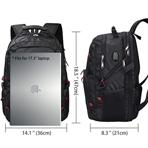 Nubily Laptop Backpack 17 Inch Waterproof Extra Large Tsa Travel Backpack Anti Theft College Business Mens Backpacks With Usb Charging Port 17.3 Gaming Computer Backpack For Women Men Black 45L #TOP2