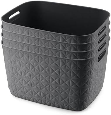 CURVER Softex 4x 19L Storage Baskets, 100 percent Recycled Materi...