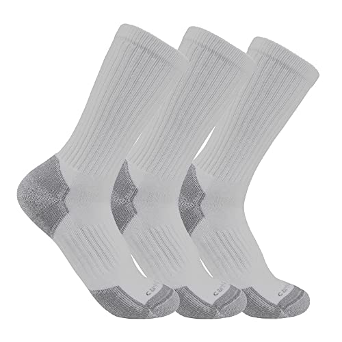 Carhartt Men's Midweight Cotton Blend Crew Sock 3 Pack, Grey, X-Large