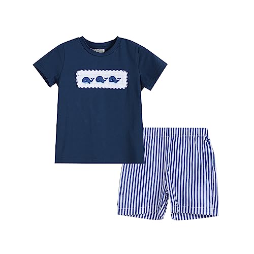 Lil cactus Blue Whale Smocked T-Shirt and Shorts 2pc. Set, 5 Years