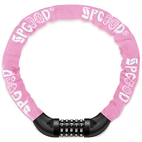 SPGOOD Candado de Bicicleta Antirrobo (14 colores) antirrobo de combinación de 5 dígitos Candado,utilizado para bicicletas, motocicletas, puertas(Rosa Claro)