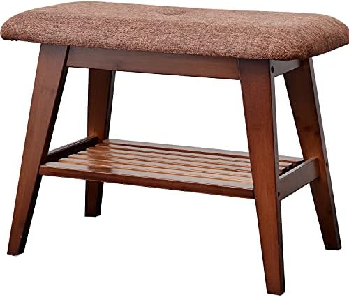 SOBIBO Shoe Entryway Bench, Bamboo Shoe Rack Bench, Organizer with 2 Tier Storage Simple Style Good Load Bearing, Ideal for Entryway Hallway Living Room,(Brown,23.6'')
