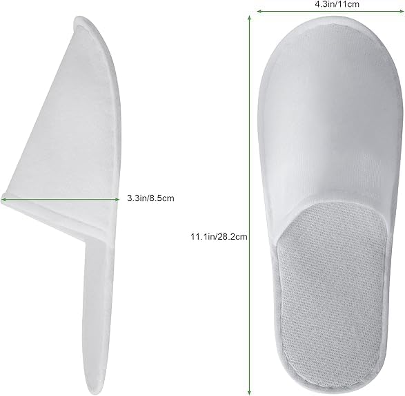 Atsy 30 Pairs Pairs Disposable House Slippers for Guests,Bulk Slippers For Hotel Guests Women Men,Spa,Travel,Shoeless Home,New Closed Toe Super Comfort,Non-Slip(White)