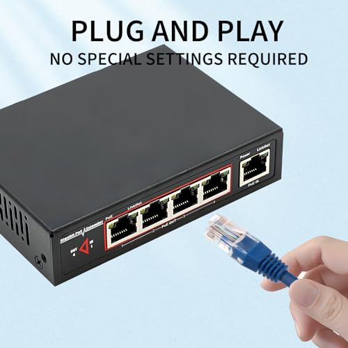 Image of 60W 4-Port Gigabit PoE Switch /Extender PoE Splitter | 10 /100 /1000Mbps, Supports IEEE 802.3af /at, Ethernet Extension, 6KV Lightning Protection