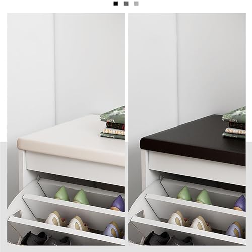 Banc à chaussures en bois avec coussin confortable pour rangement d'entrée