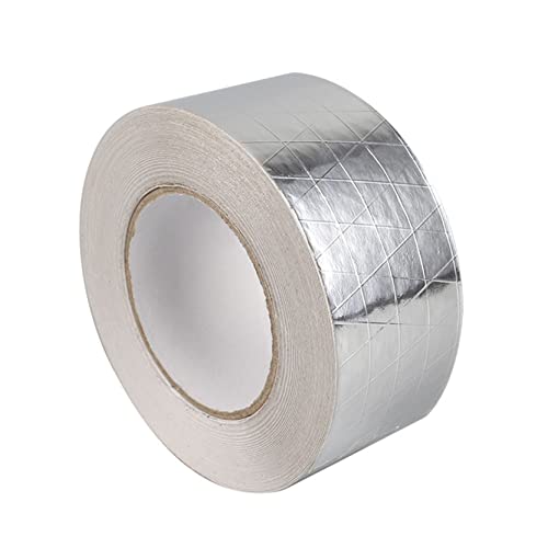 XZRDINGJIE Cinta de Aluminio de Tela de Fibra de Vidrio Plateada, Cinta HVAC Resistente al Aislamiento de Revestimiento Térmico de Ata Temperatura, Cinta Adhesiva de Reparación de Metal