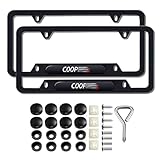2 Pcs Black License Plate Frames Compatible with Mini Cooper License Plate Covers Metal Aluminum Material Screw caps Cover Set