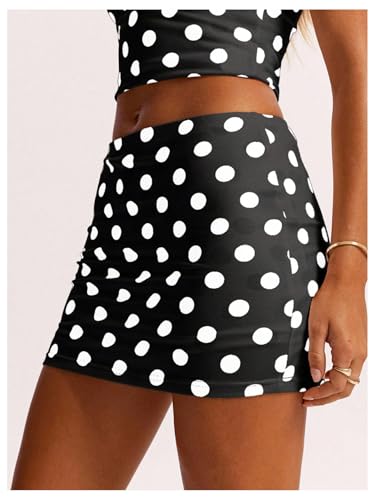 MakeMeChic Women's Polka Dots Mini Skirt Ruched Low Waisted Bodycon Y2K Cute Skirts2