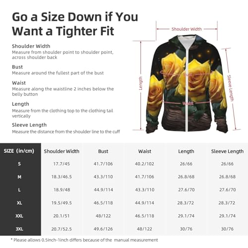 UPF 50+ Sun Protection Hoodie Rash Guard Long Sleeve Sun Shirt Beautiful yellow roses UV Shirt Full Zip Jacket2