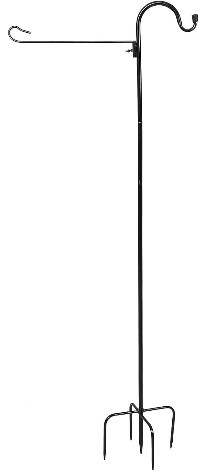 BETOOKY Rust-Resistant Iron Shepherd’s Hook 137cm Ground Stake Hanger for Outdoor Garden Lanterns Yard Flagpole Light Hook Patio Lawn Décor