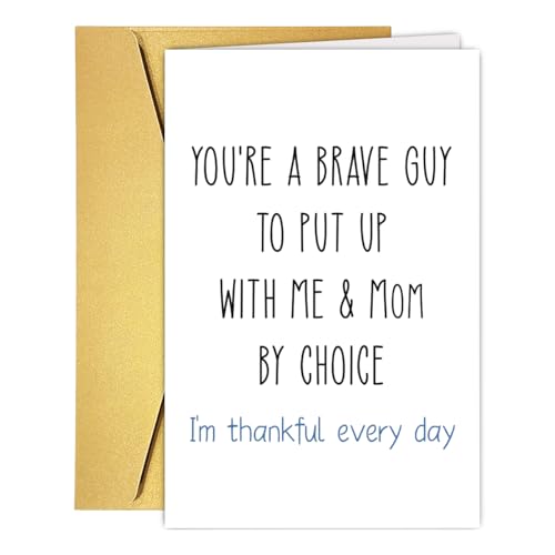 Qamza Funny Stepdad Father's Day Card for Him, Father's Day Gift From Step Daughter, Bonus Dad Birthday Cards, Stepdad Card, Bonus Dad Appreciation Gift