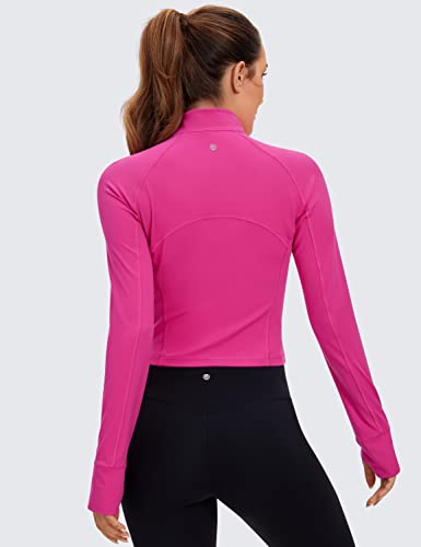 Crz Yoga Women's Butterluxe Long Sleeve Workout Shirts Half Zip Pullover Sweatshirt Athletic Cropped Tops Running Shirt Hibiscus Purple Small #TOP1
