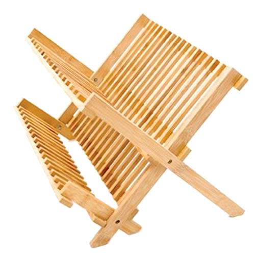 Escurreplatos plegable de madera para camping, jardín y actividades al aire libre 3