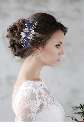 Wedding Hair Accessories, Something Blue For Bride On Wedding Beusoulover Wedding Hair Comb Crystal Blue Rhinestone Bridal Headpieces For Brides, Bridesmaid, Girl, Women, Silver Wedding Hair Piece (Blue) #TOP1