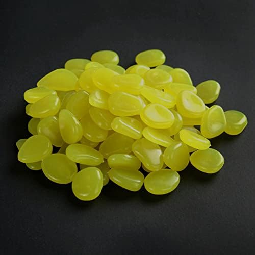 ECYC 100Pcs Artificial Luminous Pebbles Garden Glow In Dark Stone Fish Tank Decor, Yellow