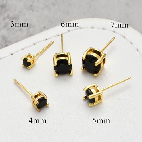 Image of 5 Pairs 14K Gold Plated Stud Earrings for Women, Hypoallergenic Earring Sets for Multiple Piercing, Premium Cubic Zirconia Studs Earrings for Women