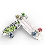 ★★ 【Crea diversión】 Almacén de precisión de alta velocidad y absorción de golpes superiores, le da a su experiencia de conducción estabilidad y comodidad. Mini skate Board Retro Skateboard está completamente montado y listo!