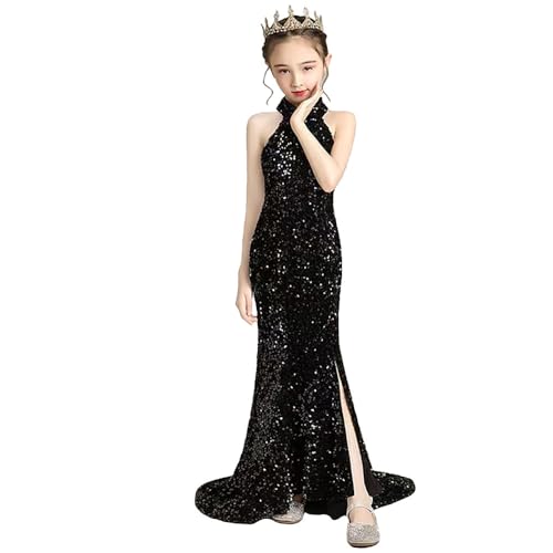 Little Girls Sequin Mermaid Dress Kids Long Tail Split Evening Dresses