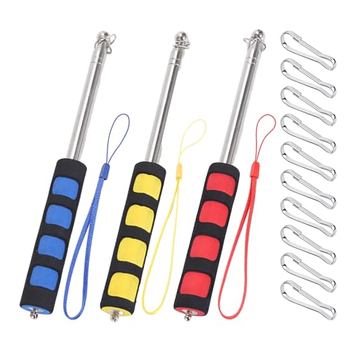 NyxSeat Juego de mástil telescópico portátil de 3 piezas con 10 clips para mástil de bandera, para interior y exterior, plegable, ajustable, juego de mástil de bandera