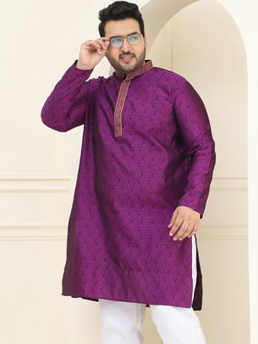 Image of SOJANYA Plus(Since 1958), Men's Silk Blend Self Design ONLY Long Kurta