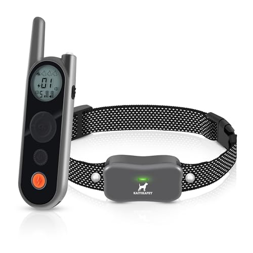 KAIYIKAPET Wireless Dog Fence System, Indoor & Outdoor Use, Range of 3937FT,IPX7 Waterproof, Neck Circumference of 11.8-21.6 inches Medium & Large Breeds, with LED Light (for one Dog)
