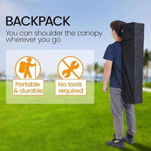 Yaheetech Pop Up Gazebo 3x3M with 1 Side Panel, Portable Backpack Bag, 4 Sandbags, 4 Ropes and 8 Stakes, Slant Leg, Beige - Image 7