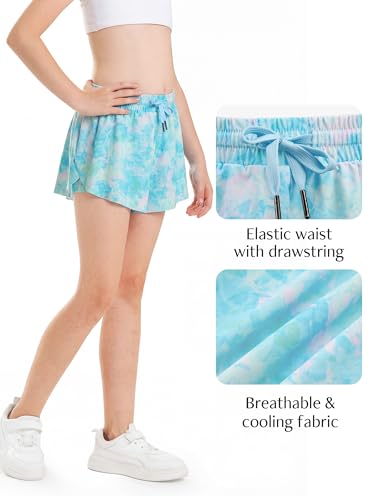 Image of Stelle Girls Flowy Shorts with Pockets Athletic Running Skirt High Waist Butterfly 2 in 1 Sports Short 5-16 Years